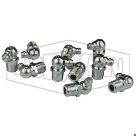 Dixon 90Deg Grease Whip Zerk Ball Check, 1/8-27 NPT Thread, 0.83 in OAL, Steel, Zinc Plated GWHZ090R